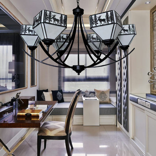 Modern Black Deer Chandelier: American Style Hanging Light with Glass — Ideal for Living Room