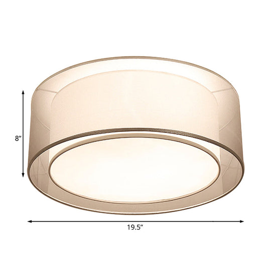 Modernist 4-Light Fabric Flush Mount For Bedroom - 18/19.5 Wide Drum Silver/Coffee Light Fixture