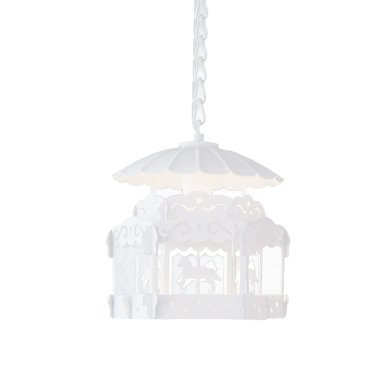 Merry-Go-Round Pendant Light: Creative Metal Suspension In White For Bedroom