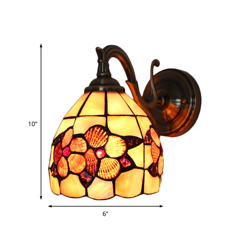 Rustic Petal Wall Sconce: Stained Glass 1-Light Lamp Orange - Ideal For Bedrooms