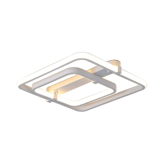 Sleek Rectangular Acrylic Semi Flush Modernist Ceiling Light Fixture with White/Warm LED Lighting - 2/3 Lights