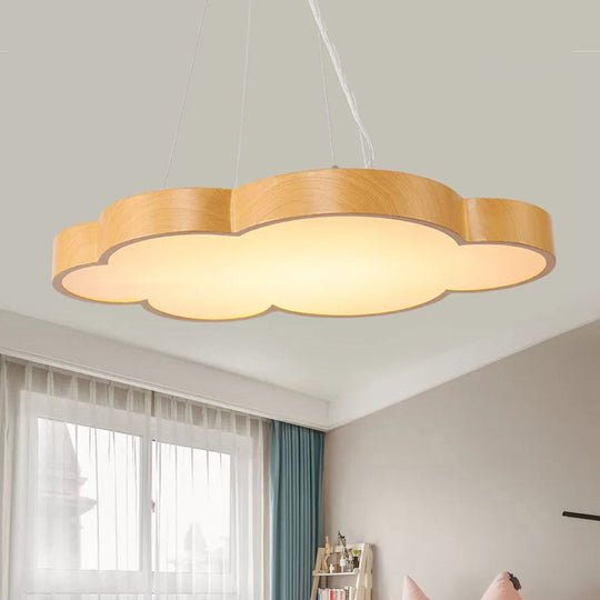 Beige Slim Acrylic Cloud Pendant Light For Kids Game Room