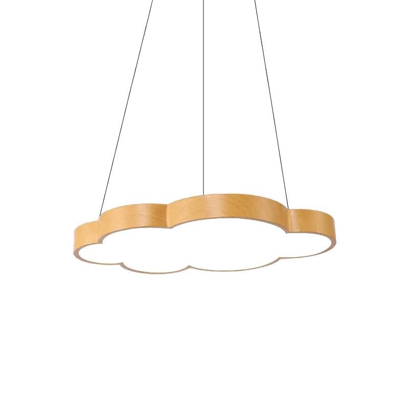 Beige Slim Acrylic Cloud Pendant Light For Kids Game Room