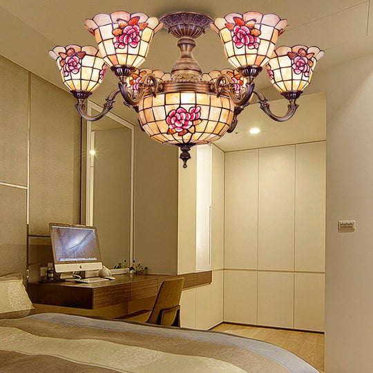 Beige Tiffany Shell Bell Chandelier: Exquisite Pendant Lighting For Villas /