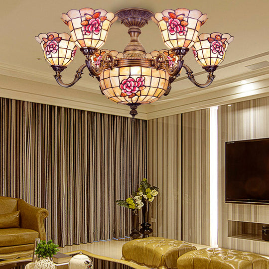 Exquisite Tiffany Pendant Light with Shell Bell Shade in Beige for Villas