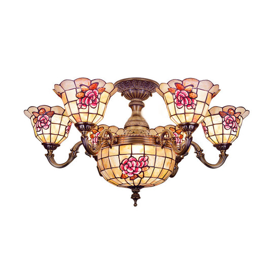 Exquisite Tiffany Pendant Light with Shell Bell Shade in Beige for Villas