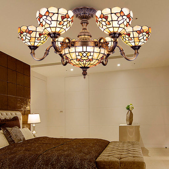 Beige Tiffany Shell Bell Chandelier: Exquisite Pendant Lighting For Villas / Dome