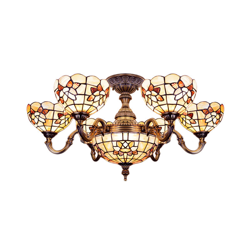 Exquisite Tiffany Pendant Light with Shell Bell Shade in Beige for Villas