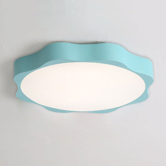 Modern Nordic Flush Mount Flower Baby Ceiling Light In Acrylic Blue / 12