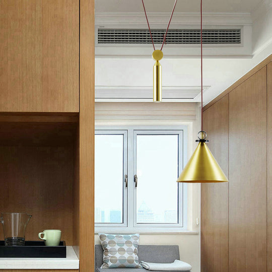 Pulley Pendant Lamp With Adjustable Height Modern Single Light Hanging Fixture For Kitchen Hallway