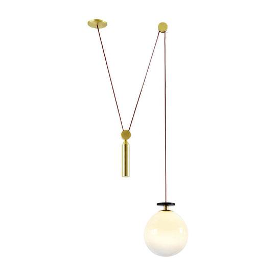 Pulley Pendant Lamp With Adjustable Height Modern Single Light Hanging Fixture For Kitchen Hallway