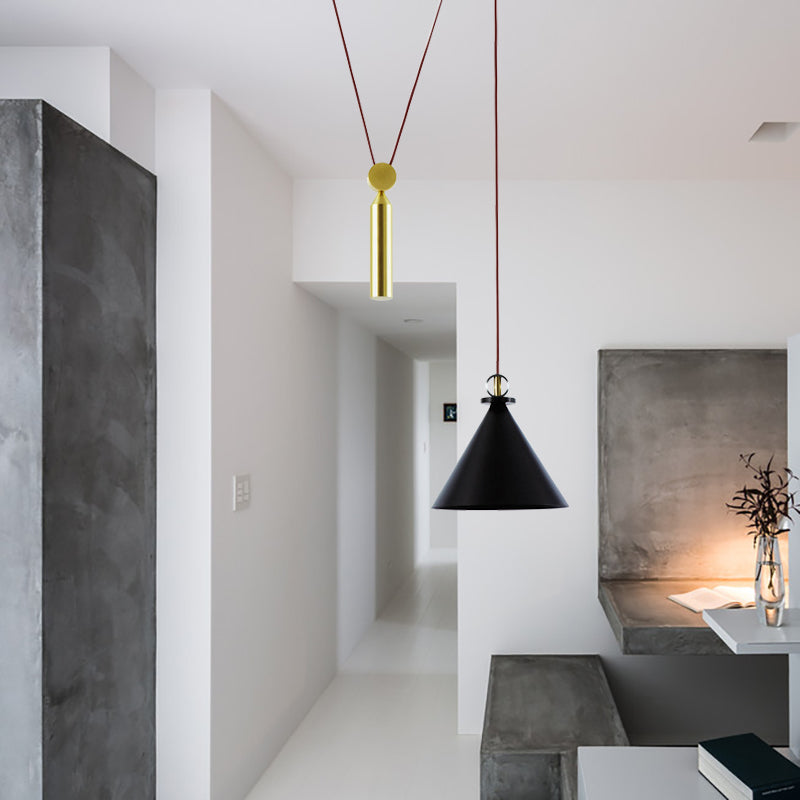 Pulley Pendant Lamp With Adjustable Height Modern Single Light Hanging Fixture For Kitchen Hallway