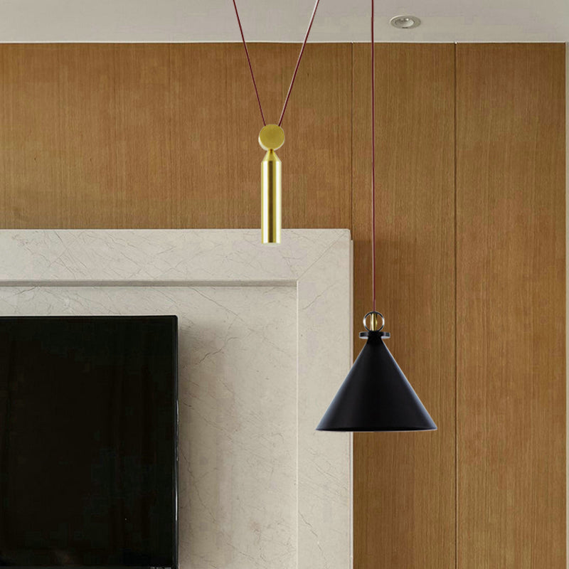 Pulley Pendant Lamp With Adjustable Height Modern Single Light Hanging Fixture For Kitchen Hallway