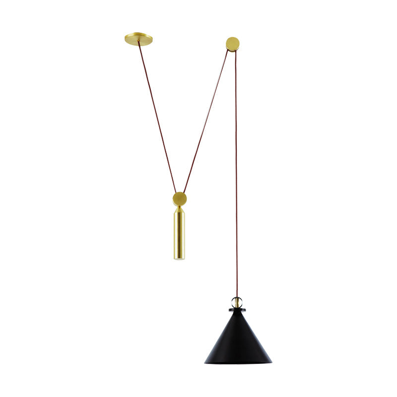 Pulley Pendant Lamp With Adjustable Height Modern Single Light Hanging Fixture For Kitchen Hallway