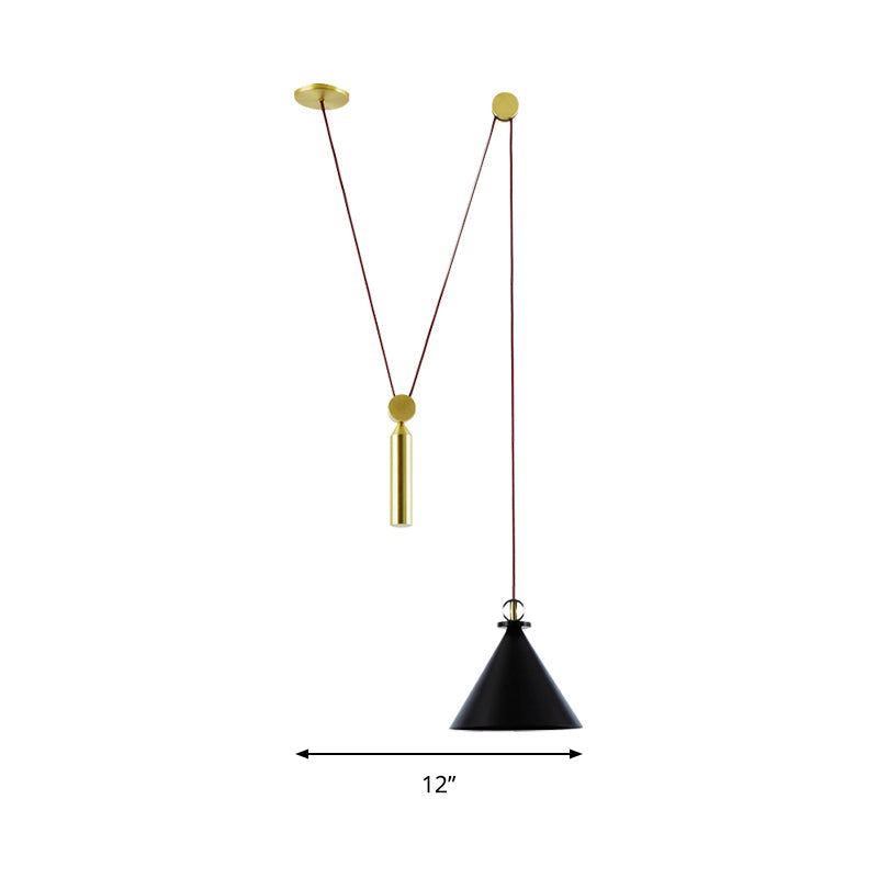 Pulley Pendant Lamp With Adjustable Height Modern Single Light Hanging Fixture For Kitchen Hallway