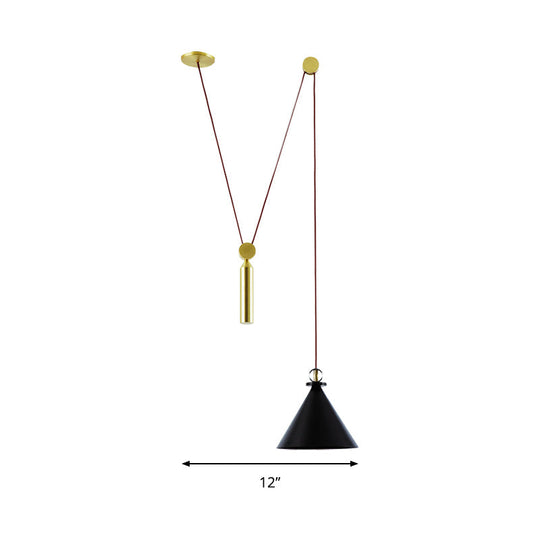 Pulley Pendant Lamp With Adjustable Height Modern Single Light Hanging Fixture For Kitchen Hallway