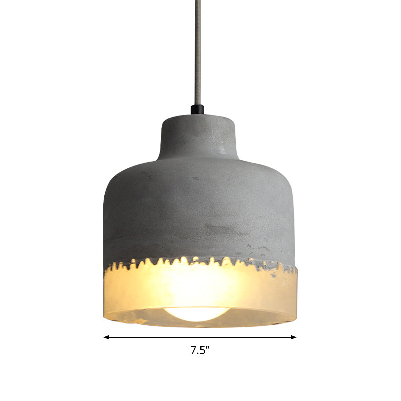 Simple Gray Cement Pendant Light For Drum Balcony & Living Room