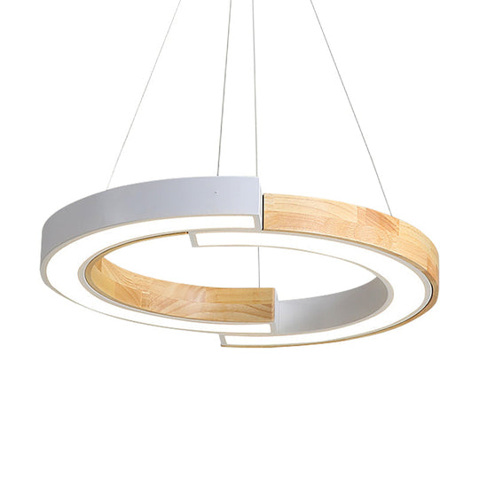 15"/19" Wide Nordic Style Wood Hanging Lamp with Black/White Ring Suspension - ideal for Bedroom and Restaurant