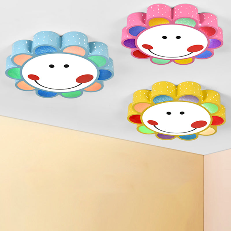 Kids' Bedroom & Hallway Smiling Flower Flush Ceiling Light - Lovely Acrylic Ceiling Fixture