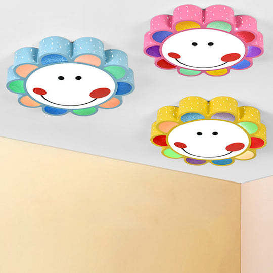 Kids' Bedroom & Hallway Smiling Flower Flush Ceiling Light - Lovely Acrylic Ceiling Fixture