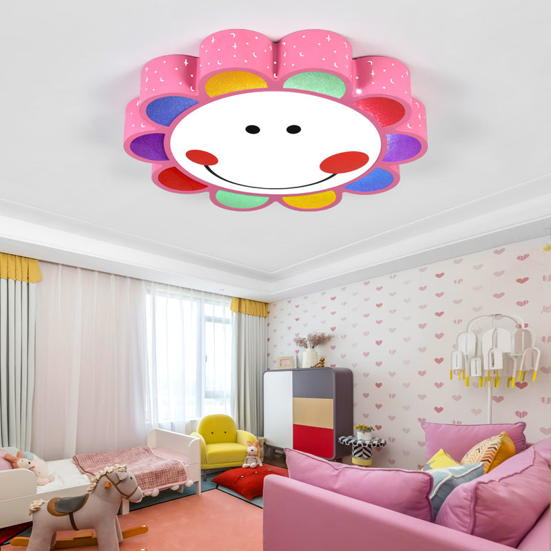 Kids' Bedroom & Hallway Smiling Flower Flush Ceiling Light - Lovely Acrylic Ceiling Fixture