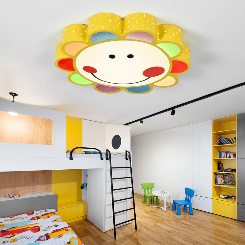 Kids' Bedroom & Hallway Smiling Flower Flush Ceiling Light - Lovely Acrylic Ceiling Fixture