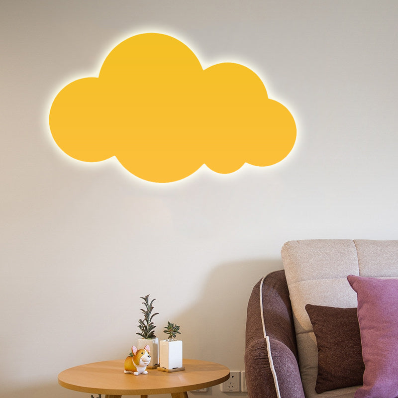 Macaron Style Led Wall Sconce For Kids Bedroom - Cloud Design Yellow