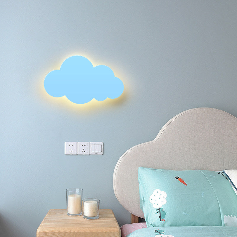 Macaron Style Led Wall Sconce For Kids Bedroom - Cloud Design