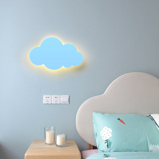 Macaron Style Led Wall Sconce For Kids Bedroom - Cloud Design