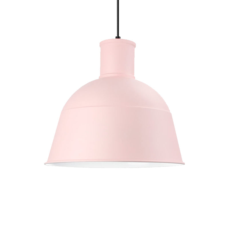 Aluminum Kindergarten Pendant Light - Macaron Loft Hanging Lamp - One-Light Dining Room Bowl