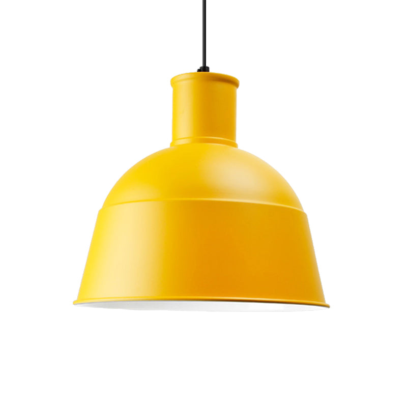 Aluminum Kindergarten Pendant Light - Macaron Loft Hanging Lamp - One-Light Dining Room Bowl