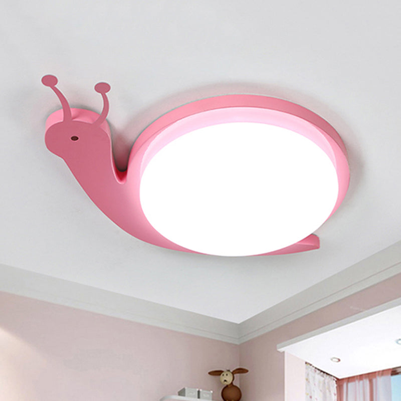 Snail Shaped Baby Bedroom Flush Ceiling Light - Metal & Acrylic Cartoon Design