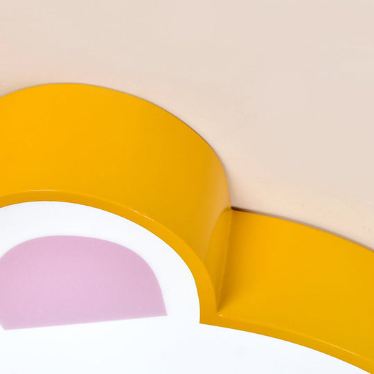 Yellow Bear-Shaped Ceiling Light for Girls' Room - Acrylic Flush Mount