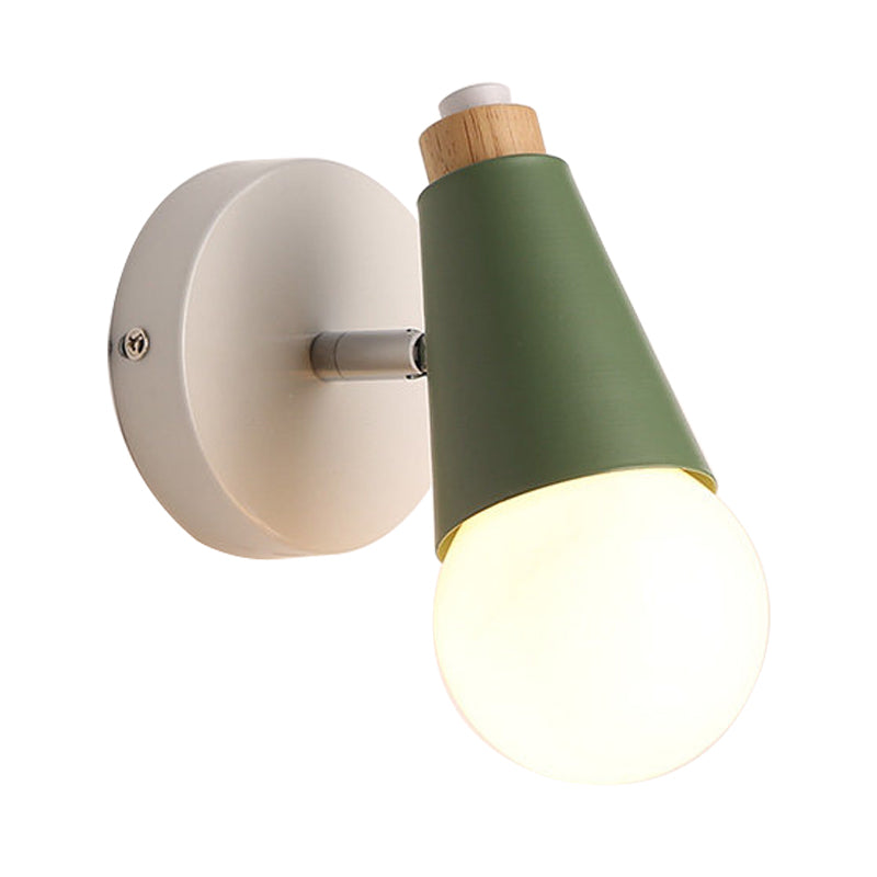 Nordic Style Bedside Wall Light With Rotatable Metal Cone