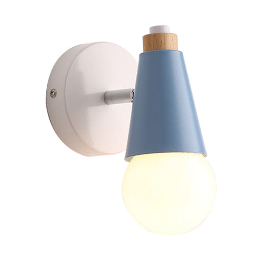 Nordic Style Bedside Wall Light With Rotatable Metal Cone