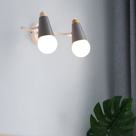 Conical Sconce Light Metal Wall For Childs Bedroom Grey