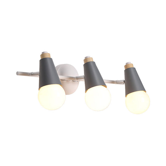 Nordic Stylish Metal Wall Light With 3-Bulb Sweet Cone Design For Study Room And Hallway