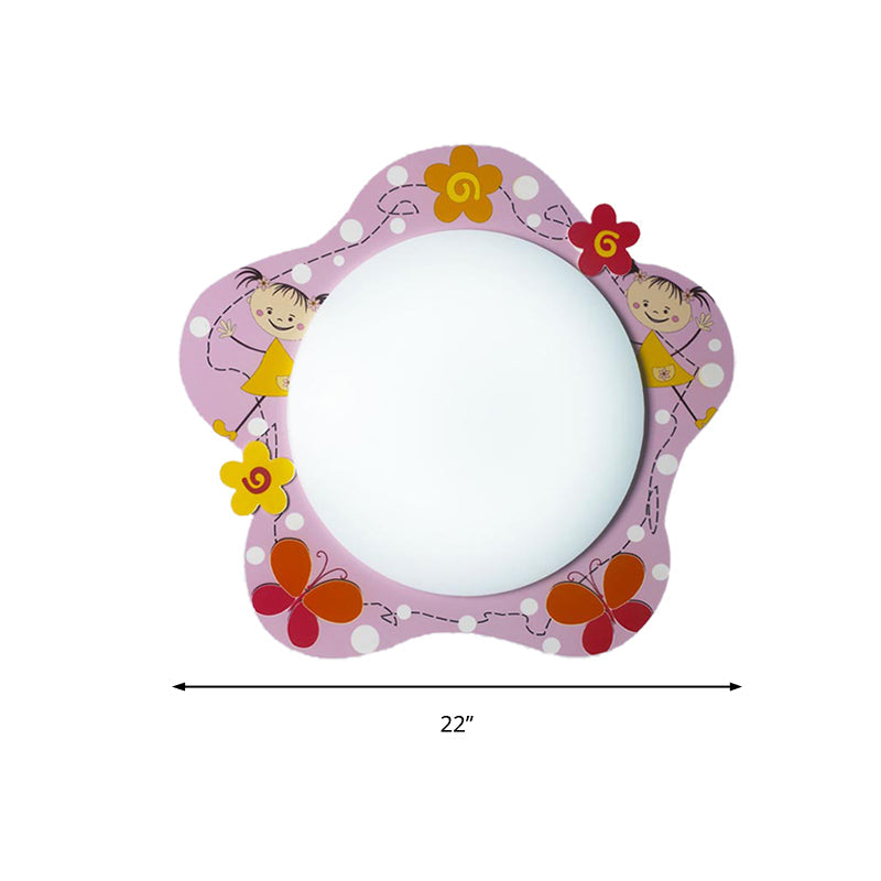 Floral Pink Acrylic Ceiling Lamp: Lovely Flush Mount Light For Girls Bedroom And Hallway