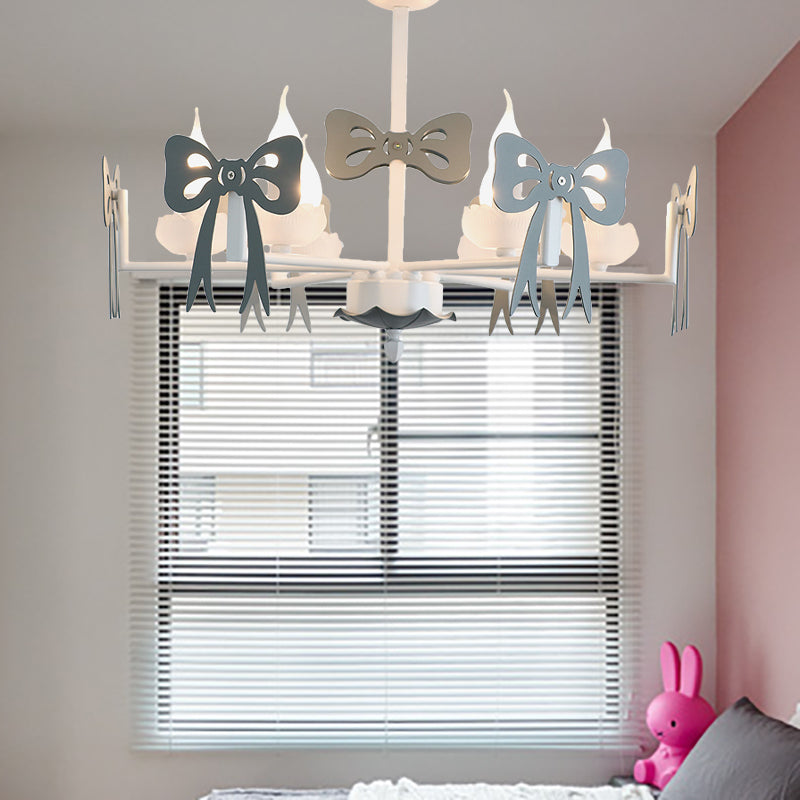 Kids Bow Pendant Light - Contemporary Metal Chandelier For Living Room Décor