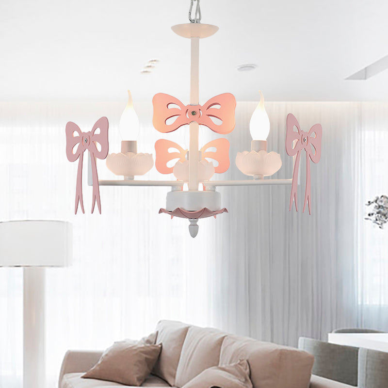 Kids Bow Pendant Light - Contemporary Metal Chandelier For Living Room Décor