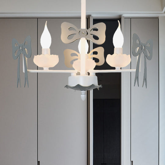 Kids Bow Pendant Light - Contemporary Metal Chandelier For Living Room Décor