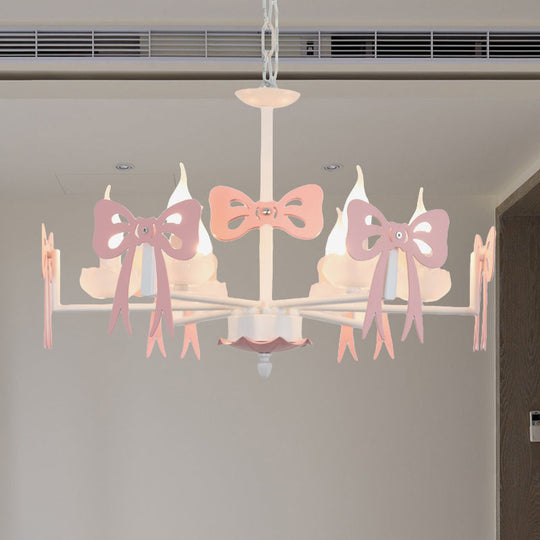 Kids Bow Pendant Light - Contemporary Metal Chandelier For Living Room Décor