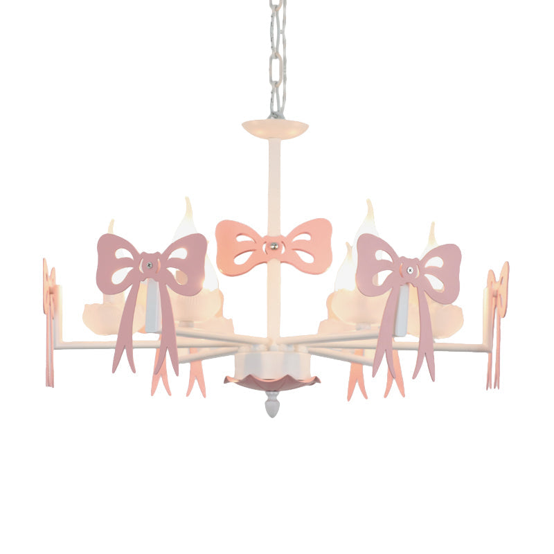 Kids Bow Pendant Light - Contemporary Metal Chandelier For Living Room Décor