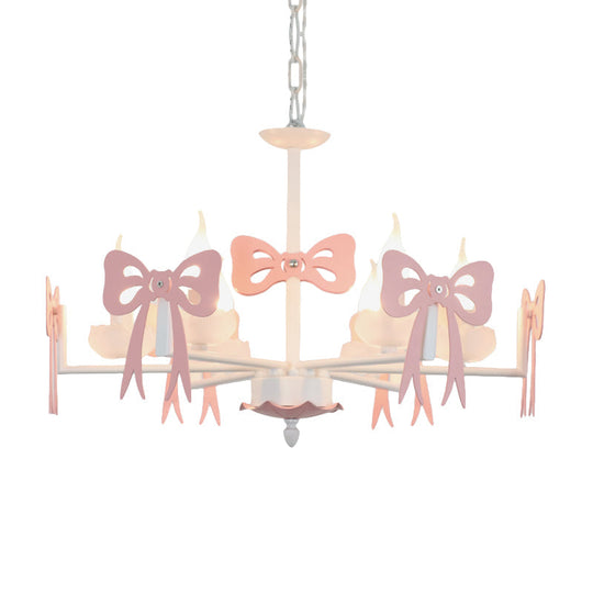 Kids Bow Pendant Light - Contemporary Metal Chandelier For Living Room Décor