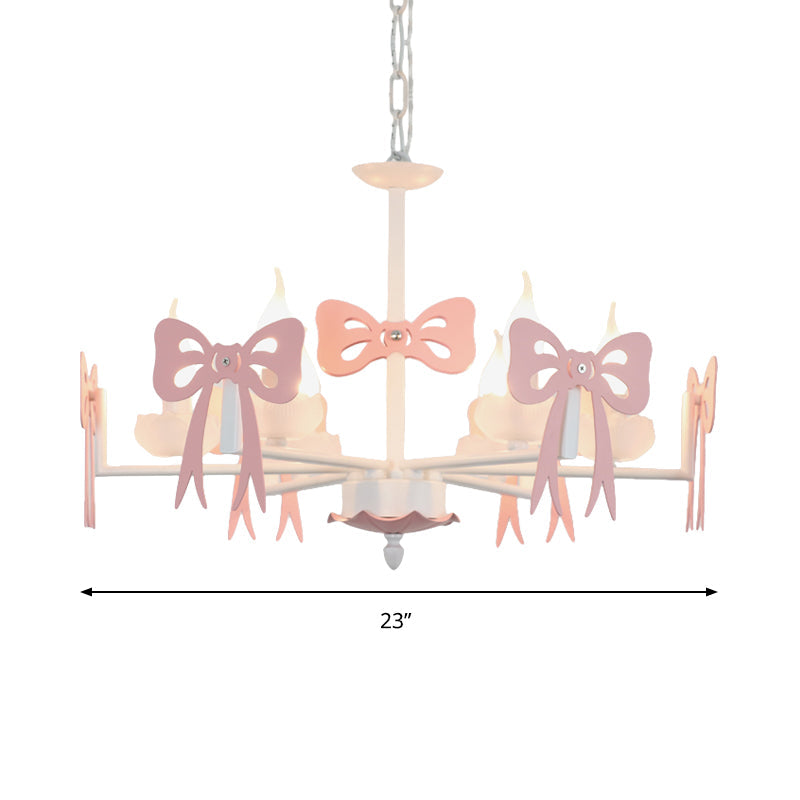 Kids Bow Pendant Light - Contemporary Metal Chandelier For Living Room Décor