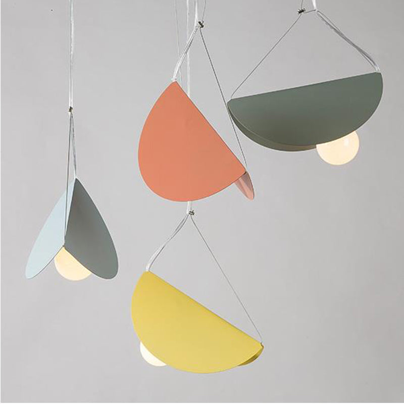 Nordic Style Fold Circle Pendant Light - Metal Suspension For Corridor And Cafe