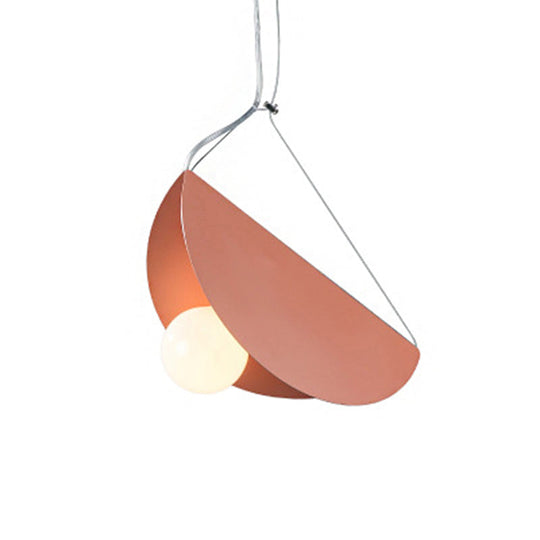 Nordic Style Fold Circle Pendant Light - Metal Suspension For Corridor And Cafe