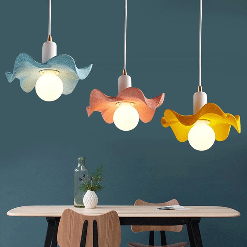 Macaron Style Floral Pendant Lamp: Single Light Kids Bedroom Suspension