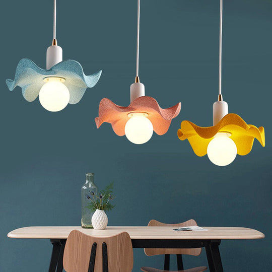 Macaron Style Floral Pendant Lamp: Single Light Kids Bedroom Suspension