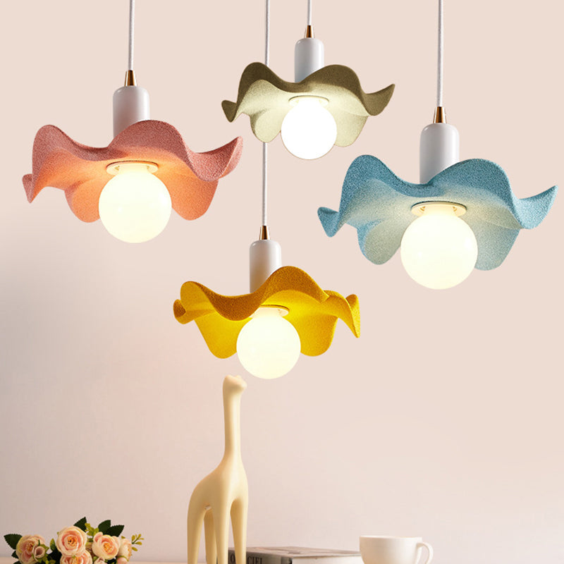 Macaron Style Floral Pendant Lamp: Single Light Kids Bedroom Suspension